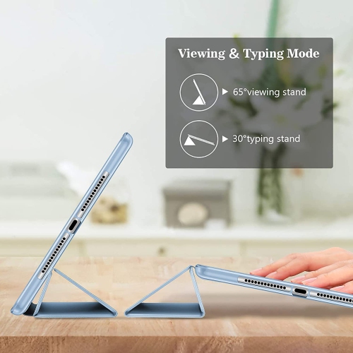 P iPad 9.7 inch Case for iPad 6th 5th 2018 2017/ iPad Air Air 2 Slim Trifold Soft TPU Translucent Back Cover Smart Stand Case -SkyBlue