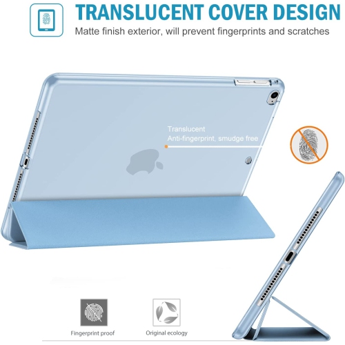 P iPad 9.7 inch Case for iPad 6th 5th 2018 2017/ iPad Air Air 2 Slim Trifold Soft TPU Translucent Back Cover Smart Stand Case -SkyBlue