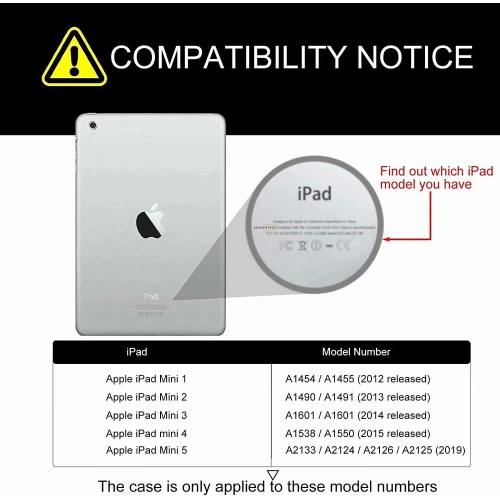 iPad Mini 5 Case Mini 4 Mini 3 2 Cover, F Smart Wake Sleep Flip Stand Case Soft PU Leather Protective Case with Card Slot Pen Holder for Apple iPad