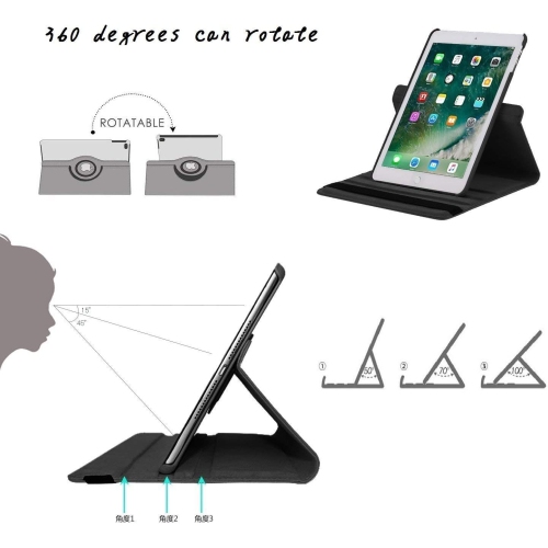 iPad 2/3/4 Case - 360 Degree Rotating Stand Smart Case Protective Cover with Auto Wake Up/Sleep Feature for Apple iPad 4, iPad 3 & iPad 2