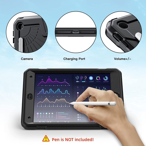 T iPad 9th Generation Case for Kids with Glass Screen Protector 2021 iPad 10.2 Case 8th 7th Generation w/ Pencil Holder+Stand Heavy Duty Droof Proof