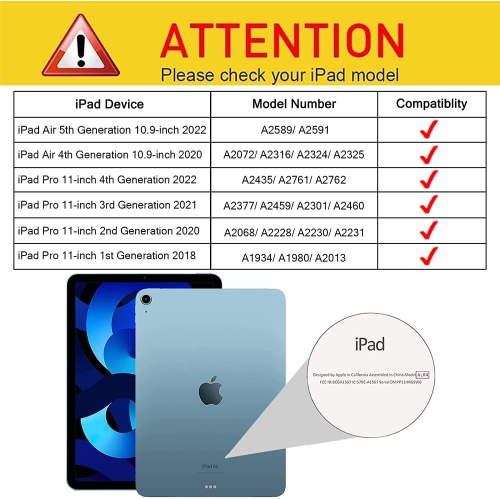 S iPad Air 5th/4th Generation Case, iPad Pro 11 Case 4th/3rd /2nd/1st Gen, Shockproof Rugged Cover for iPad Air 10.9 2022 2020 - Pencil Holder