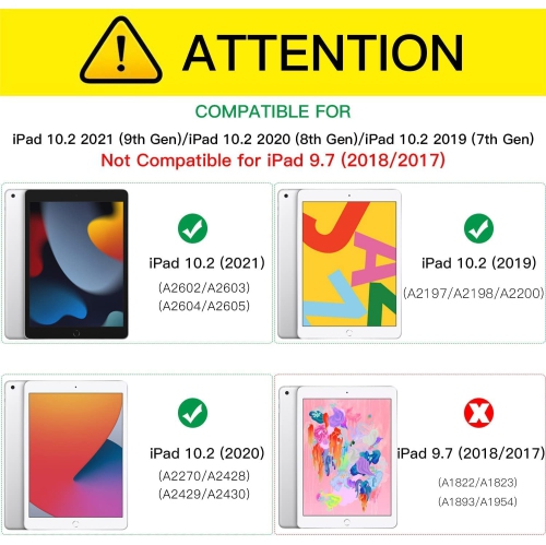 D iPad 10.2 Case for iPad 9th / 8th / 7th Generation/ iPad Air 10.5 2019/ iPad Pro 10.5 Case, Leather Shockproof Folio Cover with [Adjustable