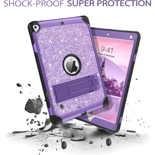 iPad Air 2 Case,iPad 9.7 Case 2017/2018,iPad 6th/5th Generation Case,D Glitter Bling 3 in 1 Heavy Duty Rugged Case with Kickstand Shockproof Anti