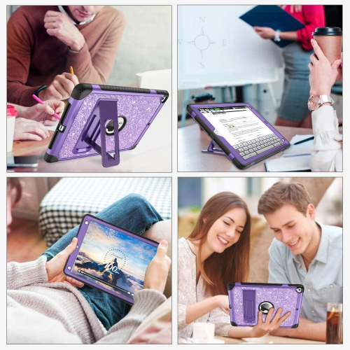 iPad Air 2 Case,iPad 9.7 Case 2017/2018,iPad 6th/5th Generation Case,D Glitter Bling 3 in 1 Heavy Duty Rugged Case with Kickstand Shockproof Anti