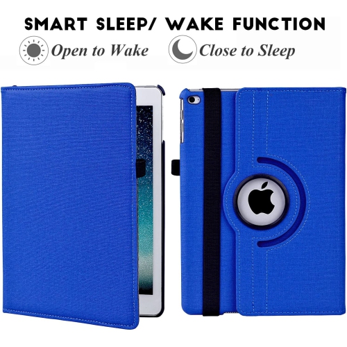 New iPad 9.7 2018 2017 / iPad Air 2 Case - 360 Degree Rotating Denim Fabric Cover with Auto Sleep Wake for iPad 9.7 inch / iPad Air 2/ iPad Air