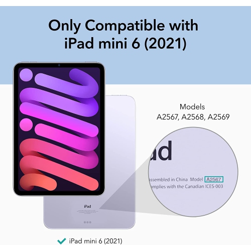 E Magnetic Case Compatible with iPad Mini 6, Convenient Magnetic Attachment, Auto Sleep/Wake, Fully Supports Pencil 2, Slim and Silky Cover, Rebound