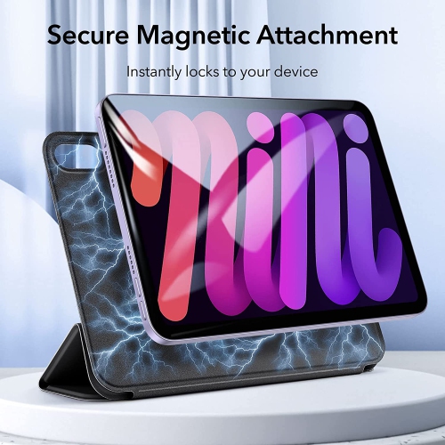 E Magnetic Case Compatible with iPad Mini 6, Convenient Magnetic Attachment, Auto Sleep/Wake, Fully Supports Pencil 2, Slim and Silky Cover, Rebound