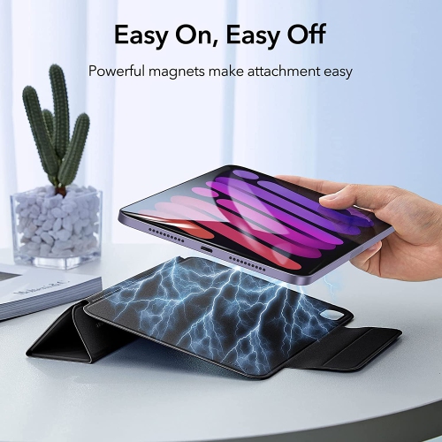 E Magnetic Case Compatible with iPad Mini 6, Convenient Magnetic Attachment, Auto Sleep/Wake, Fully Supports Pencil 2, Slim and Silky Cover, Rebound