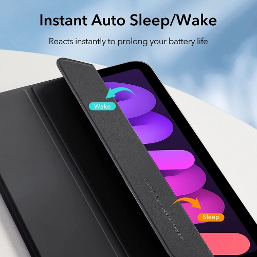 E Magnetic Case Compatible with iPad Mini 6, Convenient Magnetic Attachment, Auto Sleep/Wake, Fully Supports Pencil 2, Slim and Silky Cover, Rebound