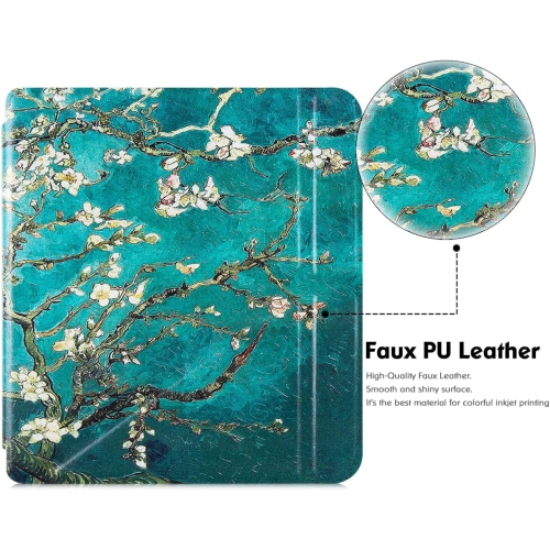 B Kobo Libra 2 Case - Premium PU Leather Origami Stand Protective Cover with Auto Wake/Sleep (Apricot Blossom)