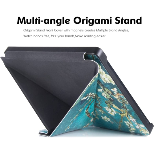 B Kobo Libra 2 Case - Premium PU Leather Origami Stand Protective Cover with Auto Wake/Sleep (Apricot Blossom)