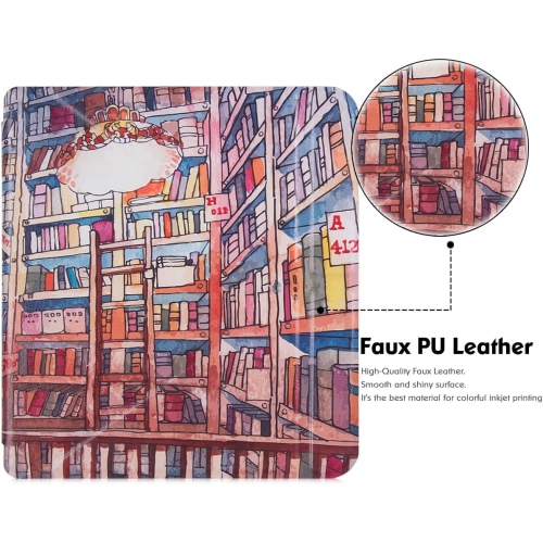 B Kobo Libra 2 Case - Premium PU Leather Origami Stand Protective Cover with Auto Wake/Sleep (Bookstore)