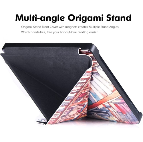 B Kobo Libra 2 Case - Premium PU Leather Origami Stand Protective Cover with Auto Wake/Sleep (Bookstore)