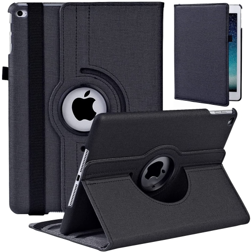 V [Fabric Rotating] Case for iPad Pro 12.9 inch, 360 Degree Stand [Auto Sleep/Wake][Pencil Holder] Folio Smart Cover (Black)
