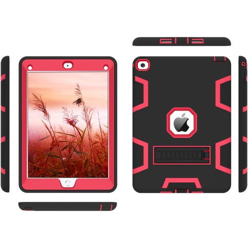 B iPad Air 2 Case, iPad Case Air 2, Three Layer Heavy Duty Hybrid Hard PC Soft Silicone Bumper Rugged Shockproof Kickstand Full Body Protective Kids