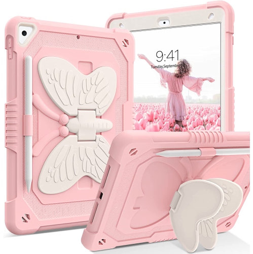 iPad 10.2 Inch Case,Y iPad 9th 8th 7th Generation Case,iPad air 3 Case Kids Girls Butterfly Kickstand Shockproof Protective Cover with Pencil Holder