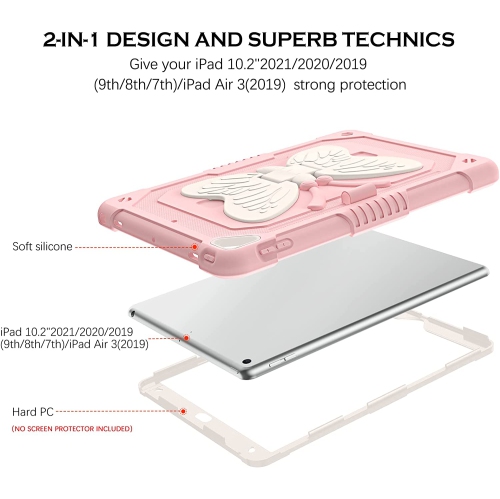 iPad 10.2 Inch Case,Y iPad 9th 8th 7th Generation Case,iPad air 3 Case Kids Girls Butterfly Kickstand Shockproof Protective Cover with Pencil Holder