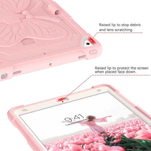 iPad 10.2 Inch Case,Y iPad 9th 8th 7th Generation Case,iPad air 3 Case Kids Girls Butterfly Kickstand Shockproof Protective Cover with Pencil Holder