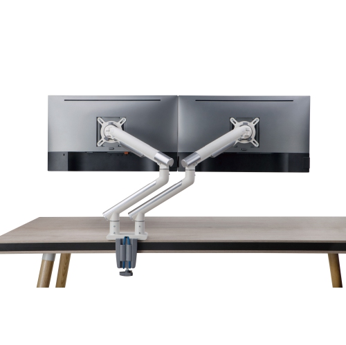 Ergoloop Dual Monitor mount with USB Ports: VESA Compatible Full Motion with all Adjustments Quick Release plate & Rotation Stop and Built in cable