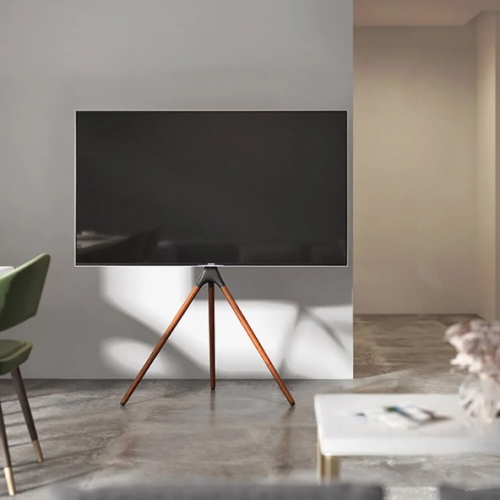 Ergoloop Easel Wooden 65" Corner TV Stand - Walnut & Black