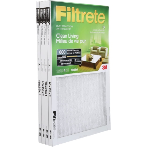 FILTRETE  Clean Living Dust Reduction Furnace Filter, Mpr 600, 16X25X1, 4 Pack