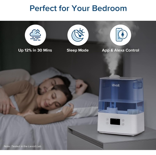 LEVOIT Humidifier for Bedroom Large Room Home, Smart WiFi Alexa Control, 6L Top Fill Cool Mist Humidifiers for Plants, Baby, Ultrasonic, Essential
