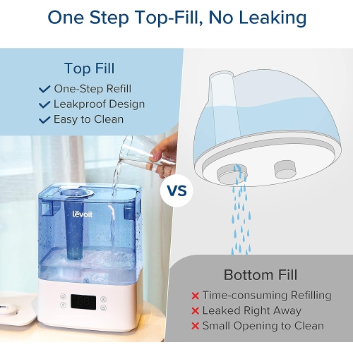 LEVOIT Humidifier for Bedroom Large Room Home, Smart WiFi Alexa Control, 6L Top Fill Cool Mist Humidifiers for Plants, Baby, Ultrasonic, Essential