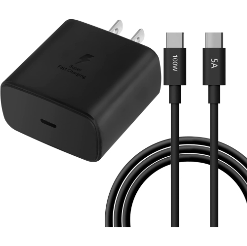 Image 1 de 5.. Adaptateur de chargeur mural USB-C de 45 W à recharge rapide avec câble de recharge rapide de type C de 6,6 pi 5 a pour Galaxy de Samsung