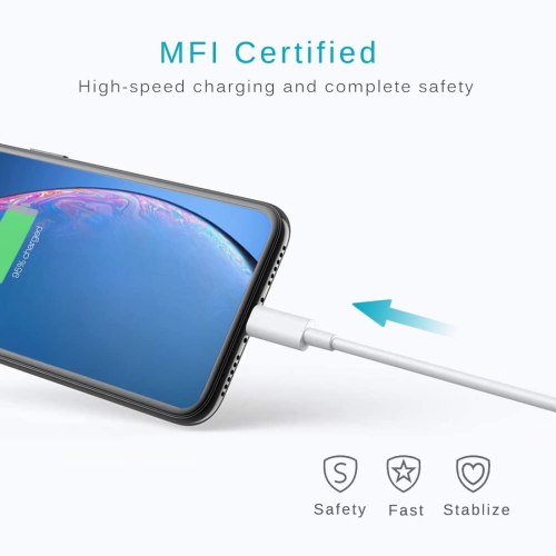 Câble de chargement iPhone Câble Lightning Câble iPhone certifié MFi, Câble de chargement iPhone[3Pack 6PI]chargement et synchronisation rapides