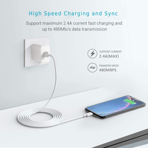 Câble de chargement iPhone Câble Lightning Câble iPhone certifié MFi, Câble de chargement iPhone[3Pack 6PI]chargement et synchronisation rapides