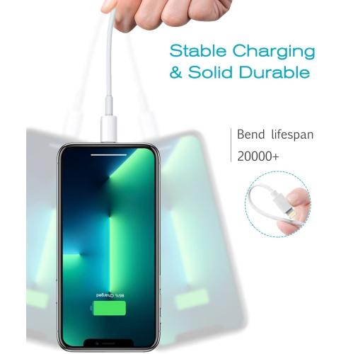 Câble de chargement iPhone Câble Lightning Câble iPhone certifié MFi, Câble de chargement iPhone[3Pack 6PI]chargement et synchronisation rapides