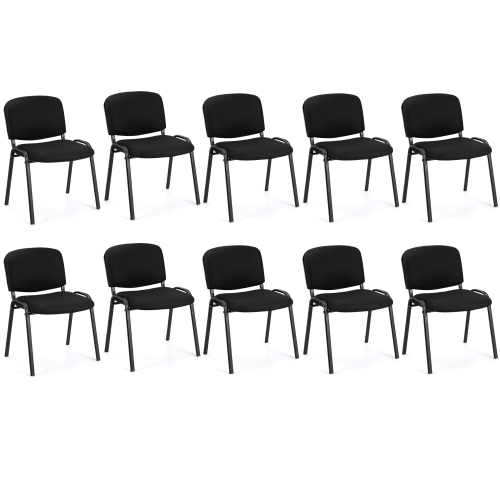Gymax Set of 10 Stackable Mid Back Conference Guest Reception Chair Office Home