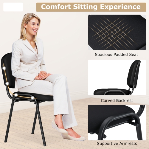 Gymax Set of 10 Stackable Mid Back Conference Guest Reception Chair Office Home