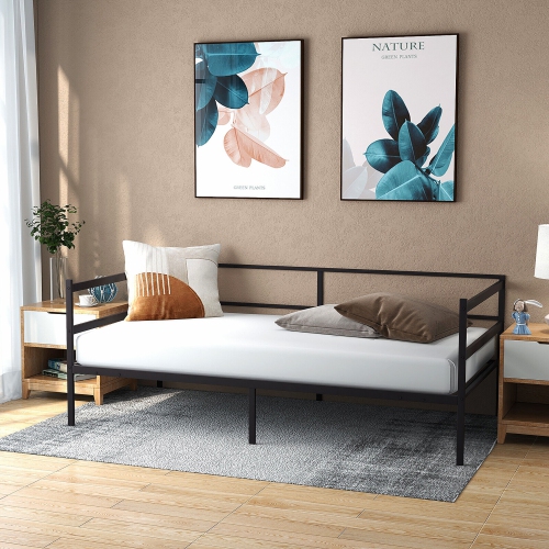 Gymax Twin Metal Daybed Frame Dual-use Platform Sofa Bed for Living Room Bedroom
