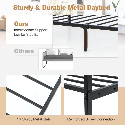 Gymax Twin Metal Daybed Frame Dual-use Platform Sofa Bed for Living Room Bedroom