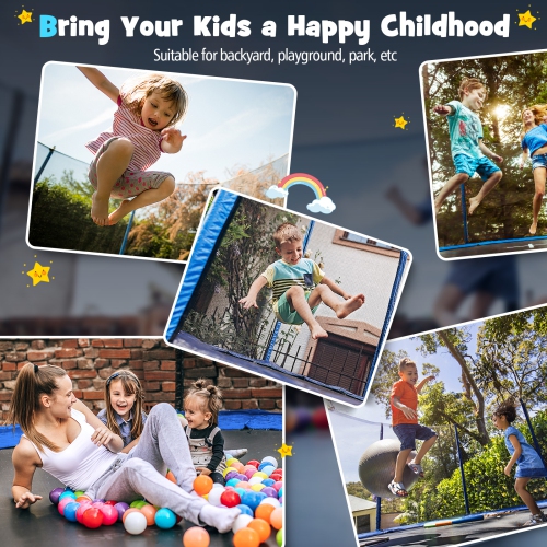 Topbuy 12FT 14FT 15FT 16FT Trampoline w/ Basketball Hoop Outdoor Recreational Trampoline w / Enclosure Net & Ladder