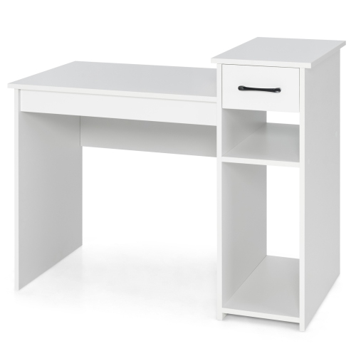 Topbuy Computer Desk with Storage Shelf Modern Study Desk with Drawer Multipurpose Home Office