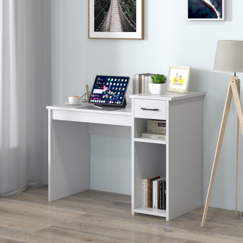 Topbuy Computer Desk with Storage Shelf Modern Study Desk with Drawer Multipurpose Home Office Desk Laptop Table