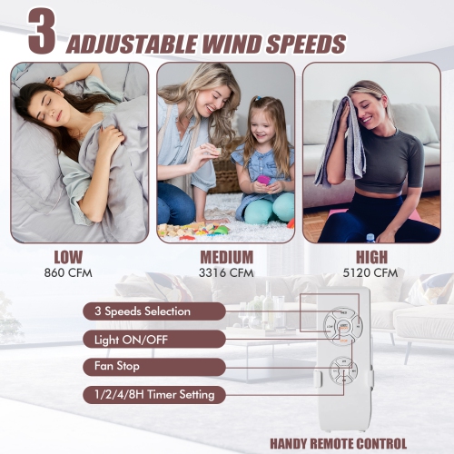 Topbuy 52" Ceiling Fan with Light and Remote Control Indoor Modern Ceiling Fan with Quiet Reversible ETL Motor Black/Silver/White