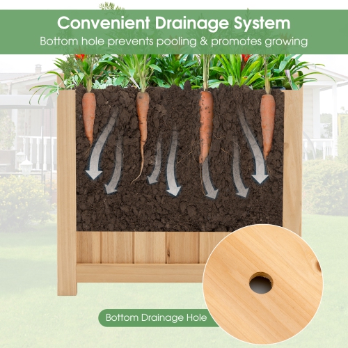 Topbuy Fir Wood Raised Garden Bed Outdoor Elevated Planter w/Drainage Hole Folding Square Planter Box 27.5" x 12" x 8.5"