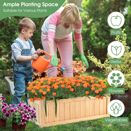 Topbuy Fir Wood Raised Garden Bed Outdoor Elevated Planter w/Drainage Hole Folding Square Planter Box 27.5" x 12" x 8.5"