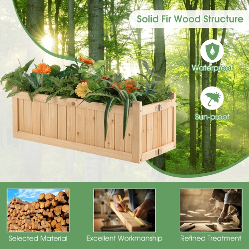 Topbuy Fir Wood Raised Garden Bed Outdoor Elevated Planter w/Drainage Hole Folding Square Planter Box 27.5" x 12" x 8.5"