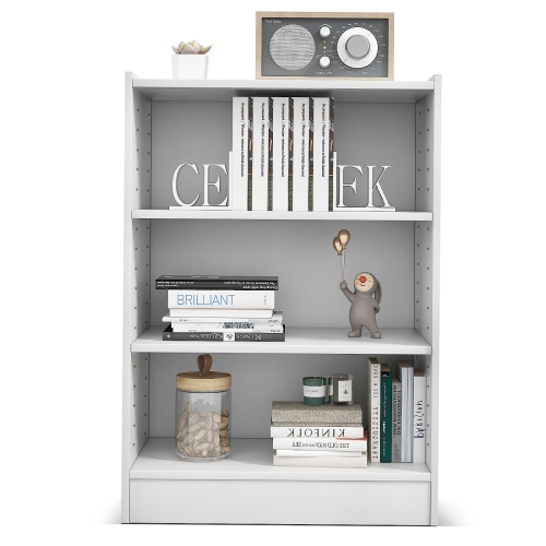 Topbuy 3-Tier Bookcase, Corner Bookshelf Display Rack w/ 18-Position Adjustable Shelves 1.3" High Interval, Freestanding Space-saving Open Display