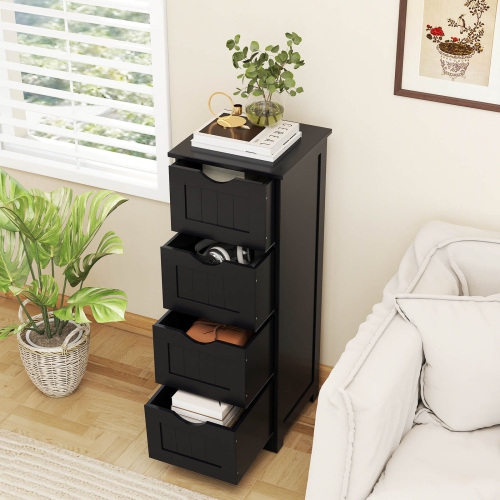Costway 4-Drawer Bathroom Floor Cabinet Free Standing Storage Side Organizer