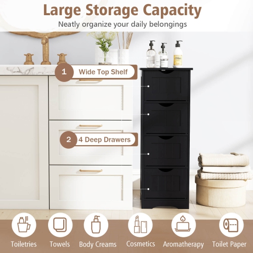 Costway 4-Drawer Bathroom Floor Cabinet Free Standing Storage Side Organizer