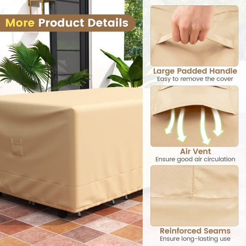 Costway Patio 90"x50" Dining Set Cover Rectangle Table Chair Waterproof Handle Air Vent