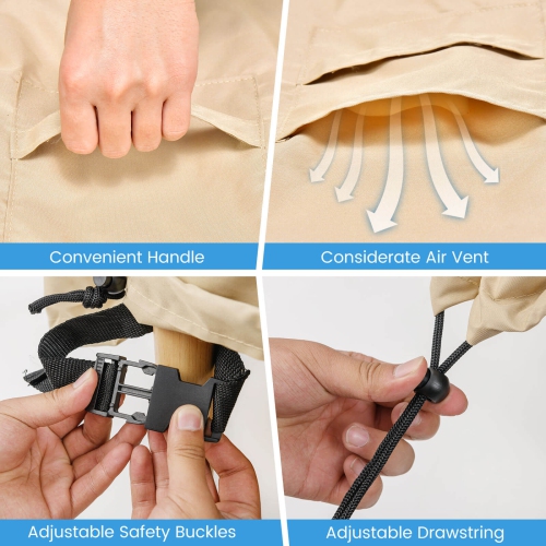 Costway Patio 60"x43" 2-Seater Bench Loveseat Deep Sofa Cover Waterproof Handle Air Vent