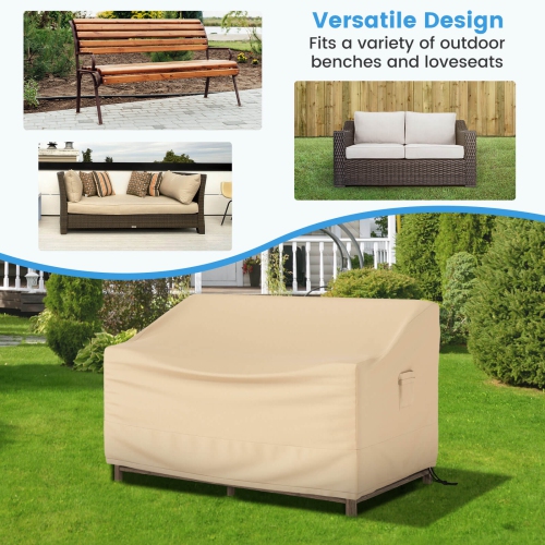 Costway Patio 60"x43" 2-Seater Bench Loveseat Deep Sofa Cover Waterproof Handle Air Vent