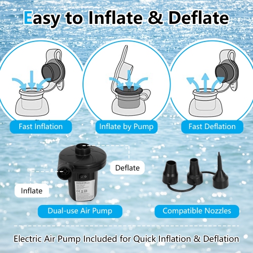 Topbuy 4-6 Persons Inflatable Lake Float Flamingo Floating Island w/ Inner Loop & Floating Mat Blow-up Party Floatie with Electric Air Pump & 6 Cup